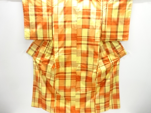 Lattice weaving hand-woven SILK pongee kimono ensemble